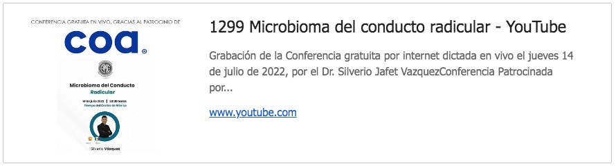 1299 Microbioma del conducto radicular – YouTube
