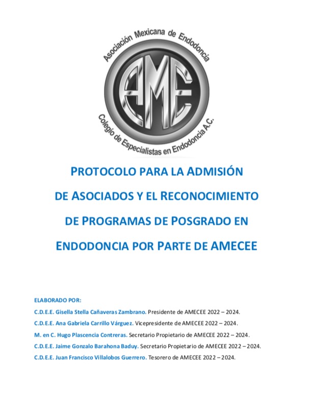 Protocolo para la Admisión y Reconocimiento de Programas de Posgrado en Endodoncia